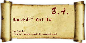 Baczkó Anilla névjegykártya